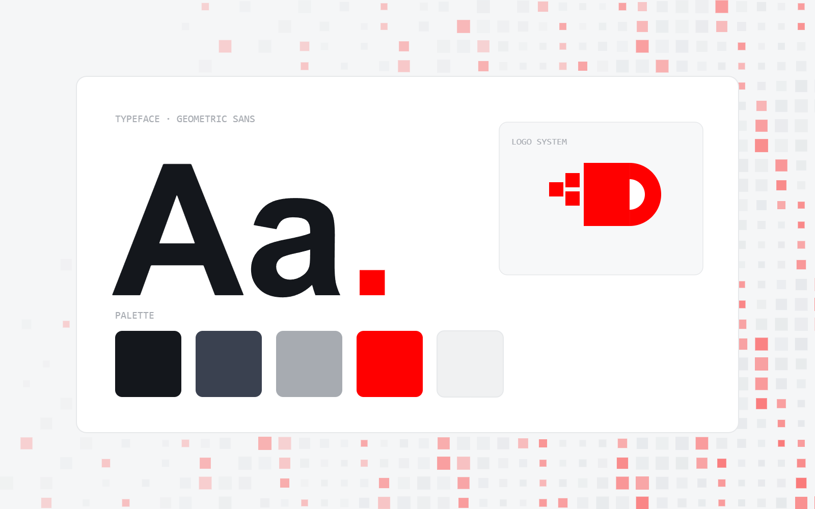 Branding — typeface specimen, colour palette and logo system